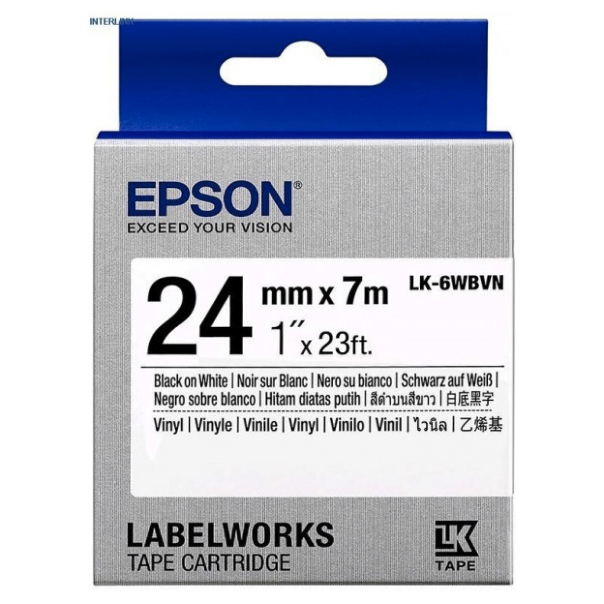 Epson LK-6WBVN - 24 mm. Tape - Zwart op Wit