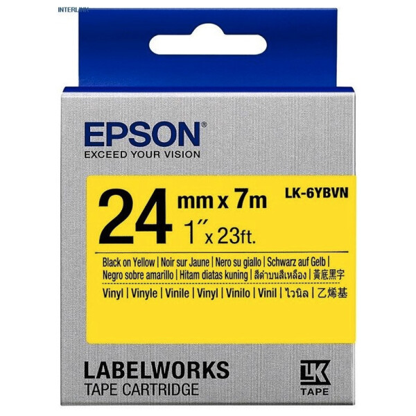 Epson LK-6YBVN - 24 mm. Tape - Zwart op Geel