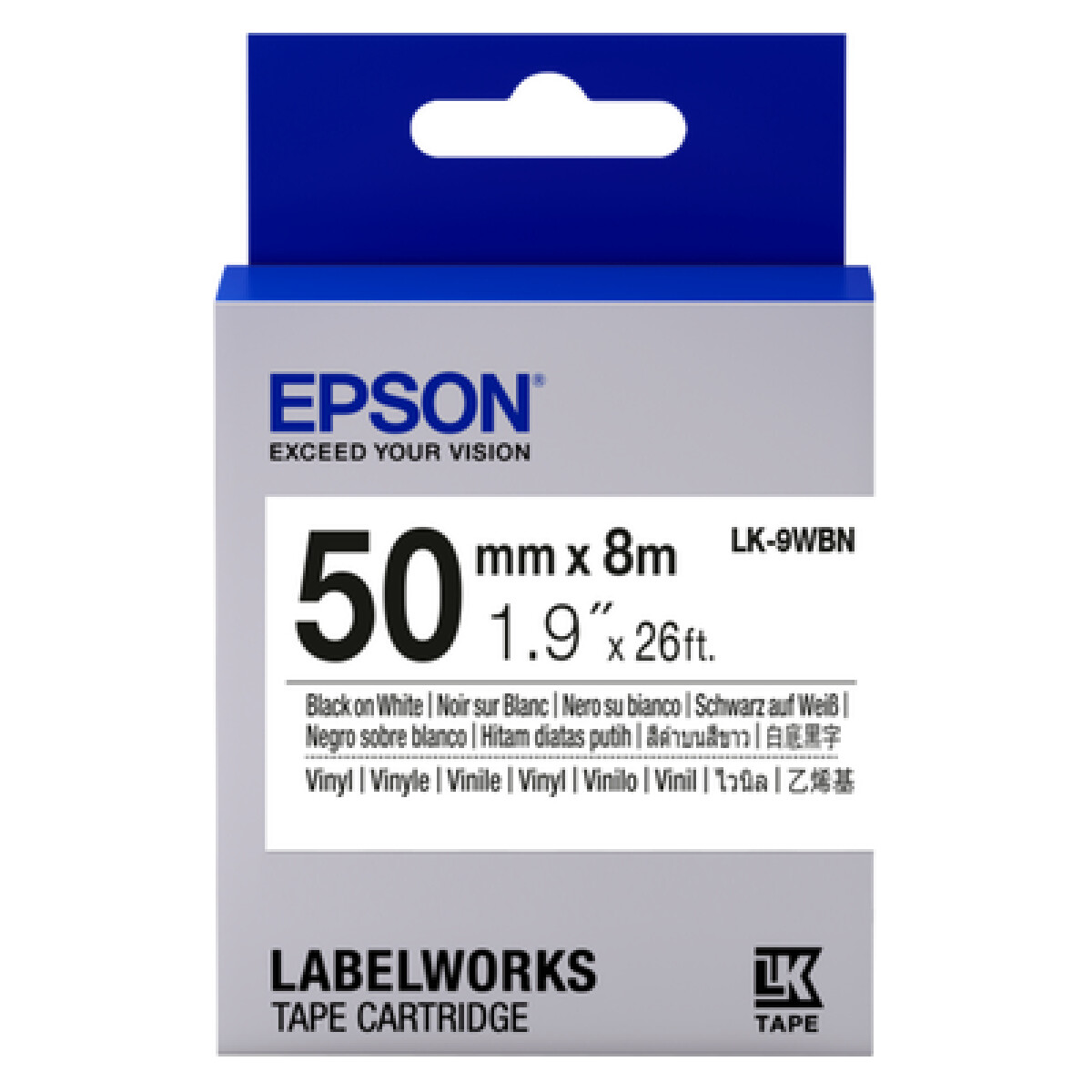 Epson LK-9WBN - 50 mm. Tape - Zwart op Wit