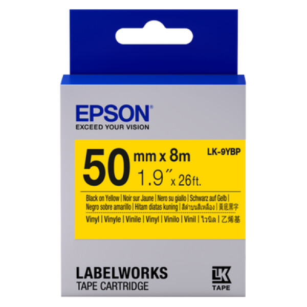 Epson LK-9YBP - 50 mm. Pastel Tape - Zwart op Geel