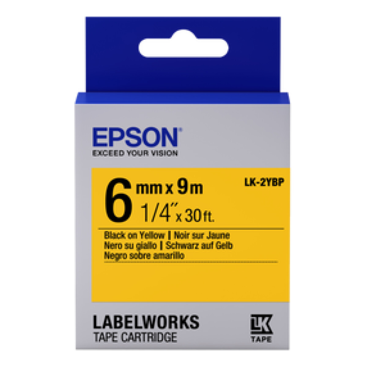 Epson LK-2YBP 6 mm. Pastel Tape - Zwart op Geel