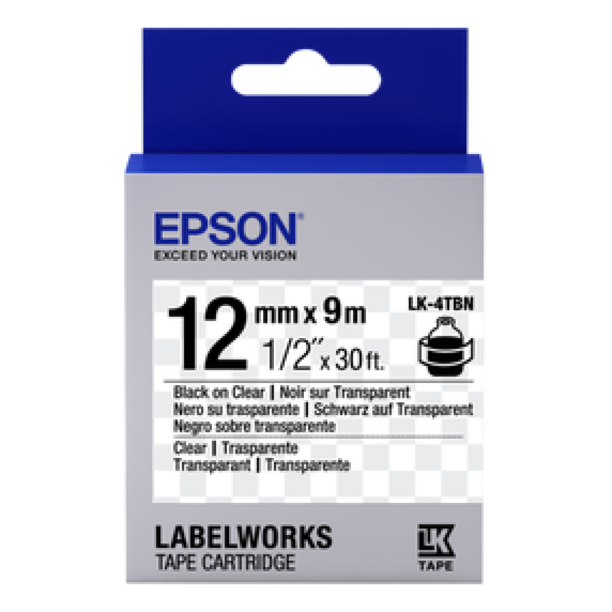 Epson LK-4TBN - 12 mm. Tape - Zwart op Transparant