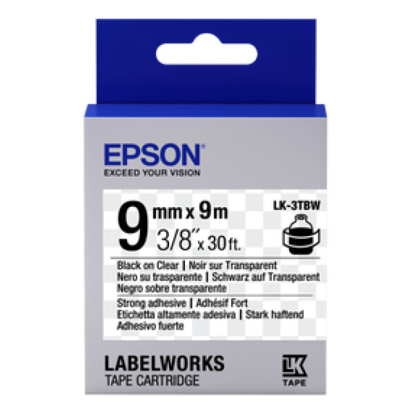 Epson LK-3TBW - 9 mm. Extra Strong Tape - Zwart op Geel