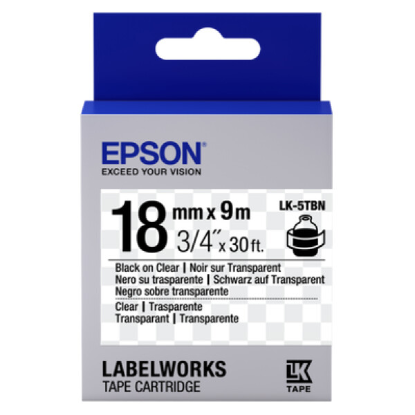 Epson LK-5TBN - 18 mm. Tape - Zwart op Transparant