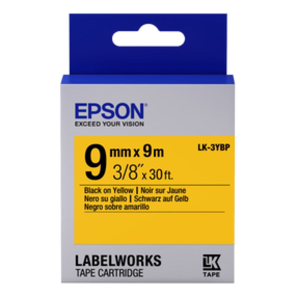 Epson LK-3YBP - 9 mm. Pastel Tape - Zwart op Geel