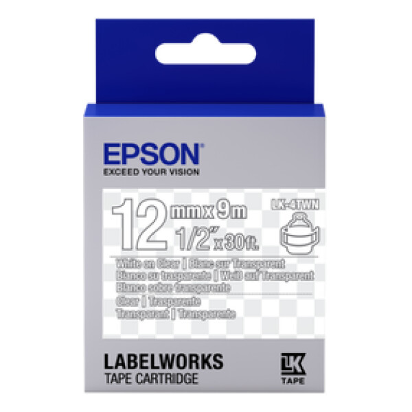 Epson LK-4TWN - 12 mm. Tape - Transparant Wit op Transparant