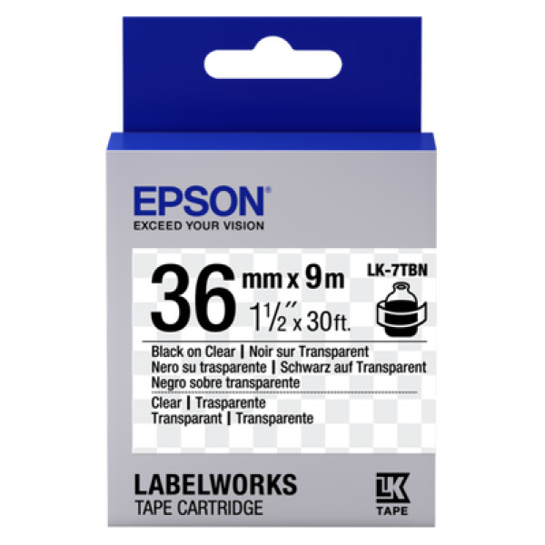 Epson LK-7TBN - 36mm. Tape - Zwart op Transparant
